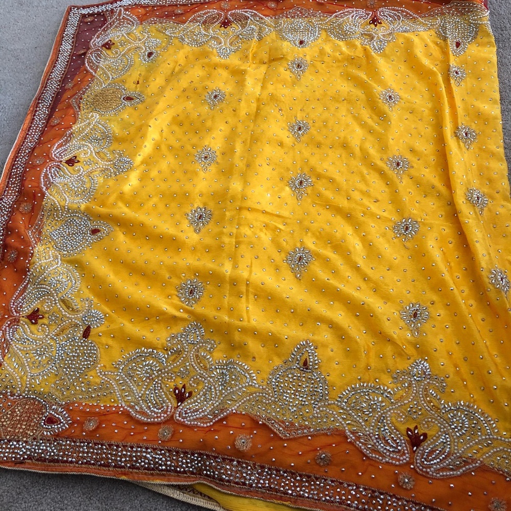 Heavily beaded saree